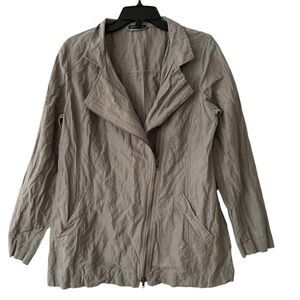 Eileen Fisher Rumpled Cotton Steel Jacket Size M